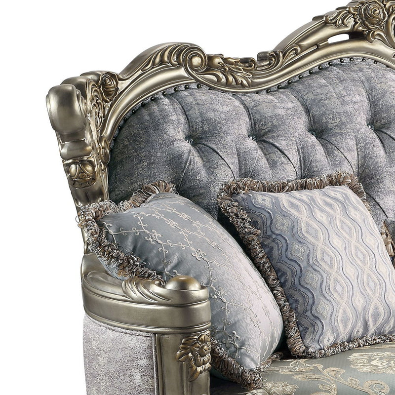 Miliani - Loveseat With 3 Pillows - Fabric & Antique Bronze