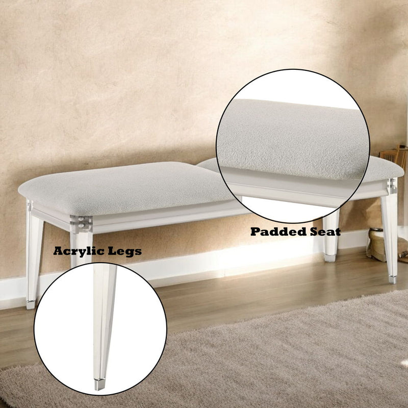 Laveda - Bench - Light Gray Boucle & Pearl White