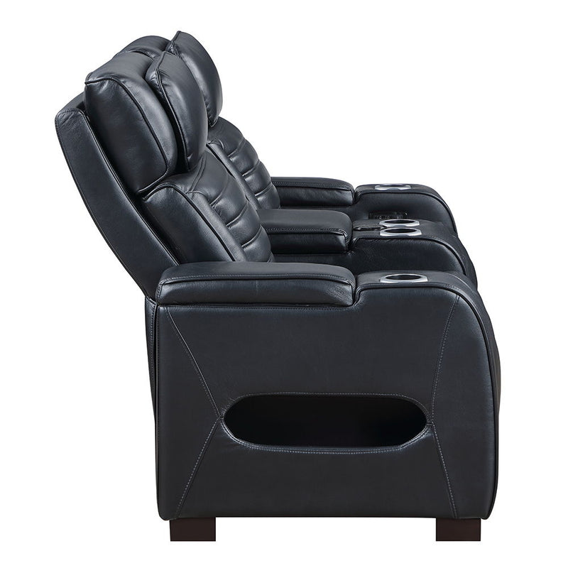 Ephron - Power Motion Loveseat With Console, Power Headrests, LED & Speakers - Black