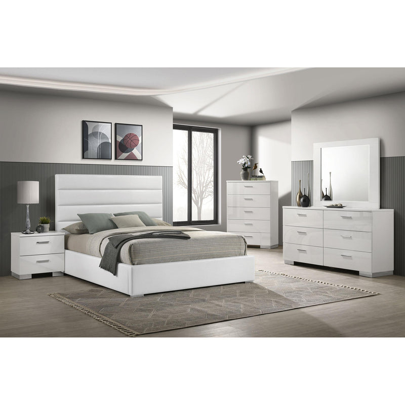  Coaster Furniture Felicity 203511KW 53-inch Upholstered California King Bed - White IMAGE 10