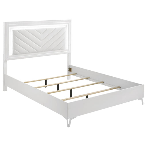  Coaster Furniture Cassia 215791Q Queen LED Panel Bed - White High Gloss IMAGE 1