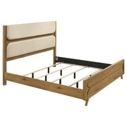  Coaster Furniture Bennett 222901KE 78-inch Eastern King Upholstered Panel Bed - Cream/Light Oak IMAGE 1