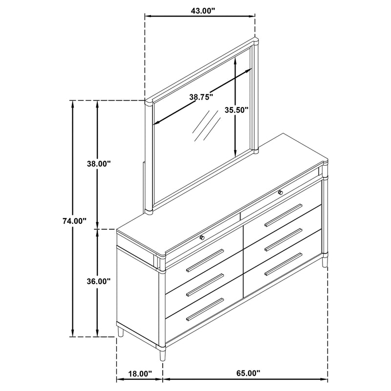  Coaster Furniture Gracemont 225073M 8-drawer Bedroom Dresser with Mirror - White IMAGE 8