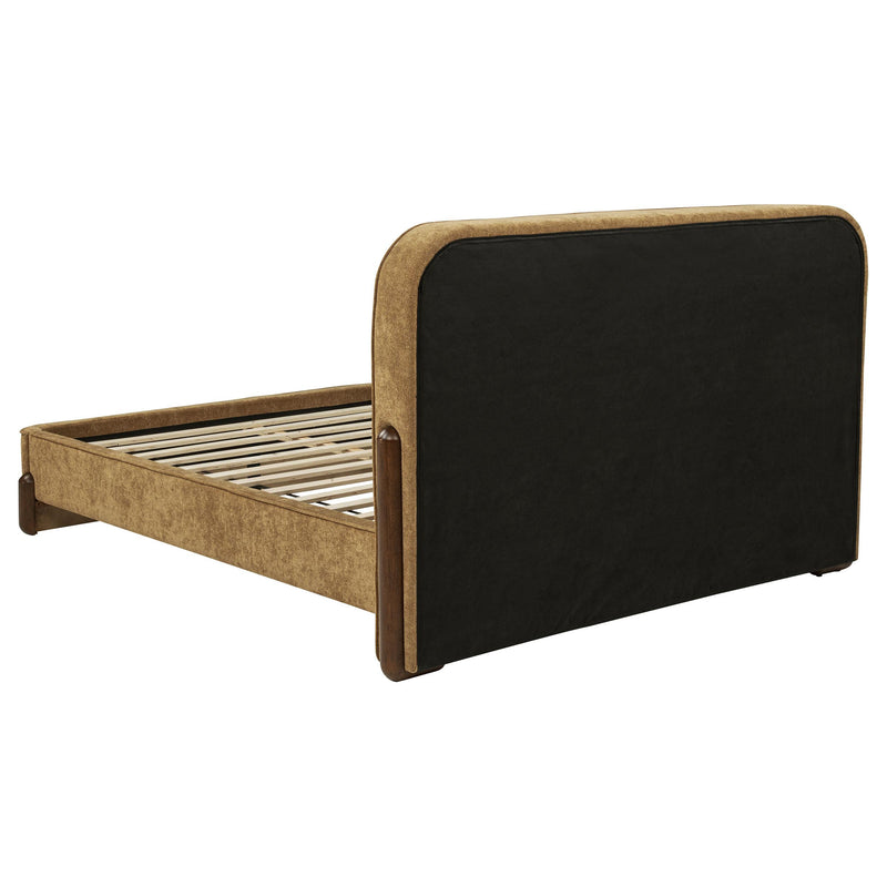  Coaster Furniture Baldacci 315954Q Upholstered Queen Platform Bed - Curry/Walnut IMAGE 5