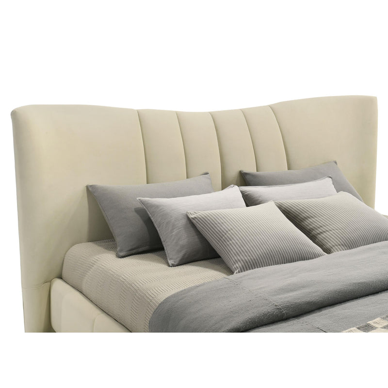  Coaster Furniture Evelyn 315956KE Upholstered Eastern King Panel Platform Bed - Ivory IMAGE 4