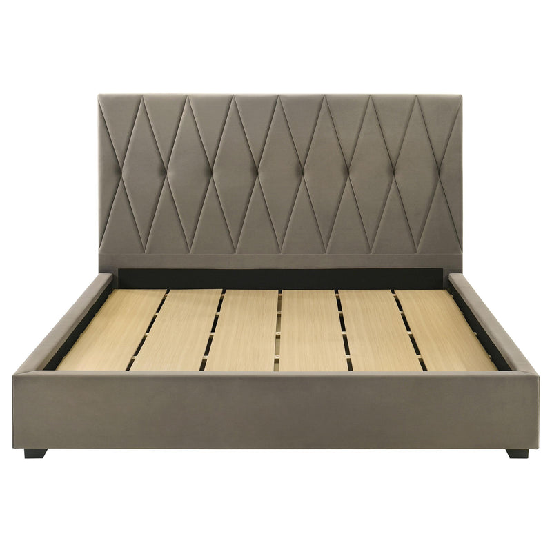  Coaster Furniture Delsea 315975KE Upholstered Eastern King Platform Bed - Light Brown IMAGE 4