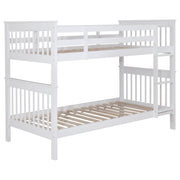 Coaster Furniture Chapman 460244N-SM Wood Twin Over Twin Bunk Bed with Mattress - White IMAGE 1