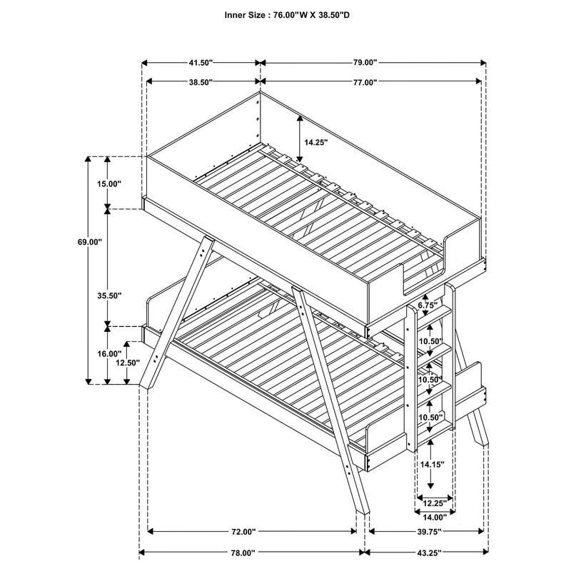  Coaster Furniture Frankie 460570T-SM Twin Over Twin Bunk Bed with 7-inch Mattresses - White IMAGE 3