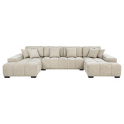  Coaster Furniture Cannella 500350 U-Shaped Double Chaise Upholstered Sectional Sofa - Beige IMAGE 3