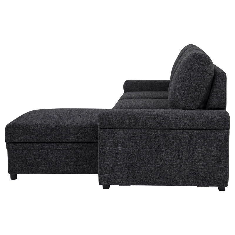  Coaster Furniture Demko 500357 Sleeper Sectional Sofa with Speaker and Storage Chaise - Black IMAGE 4