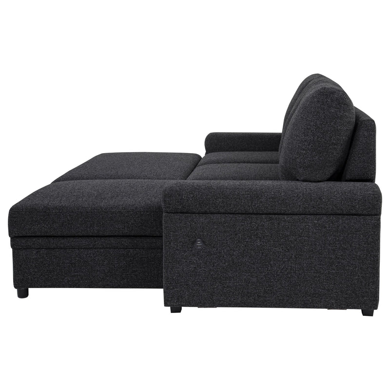  Coaster Furniture Demko 500357 Sleeper Sectional Sofa with Speaker and Storage Chaise - Black IMAGE 7