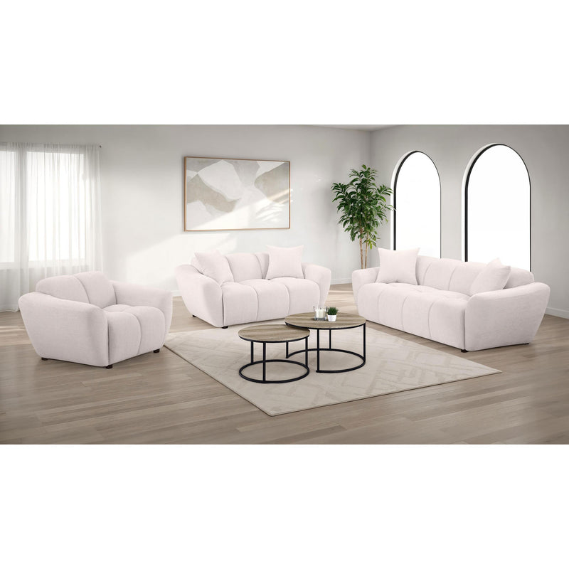  Coaster Furniture Destino 509302 Chenille Upholstered Splayed Arm Loveseat - Greige IMAGE 8