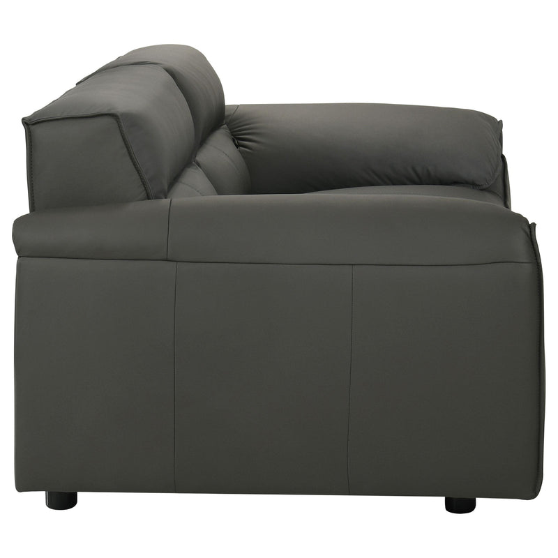  Coaster Furniture Buxton 509505 Top Grain Leather Upholstered Loveseat - Graphite IMAGE 2