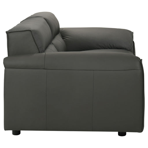  Coaster Furniture Buxton 509505 Top Grain Leather Upholstered Loveseat - Graphite IMAGE 2