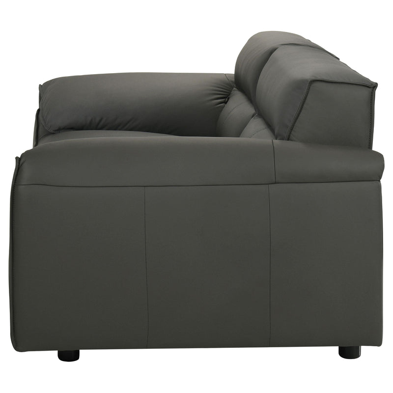  Coaster Furniture Buxton 509505 Top Grain Leather Upholstered Loveseat - Graphite IMAGE 3