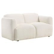  Coaster Furniture Dorset 509812 Fabric Upholstered Round Track Arm Loveseat - White IMAGE 1
