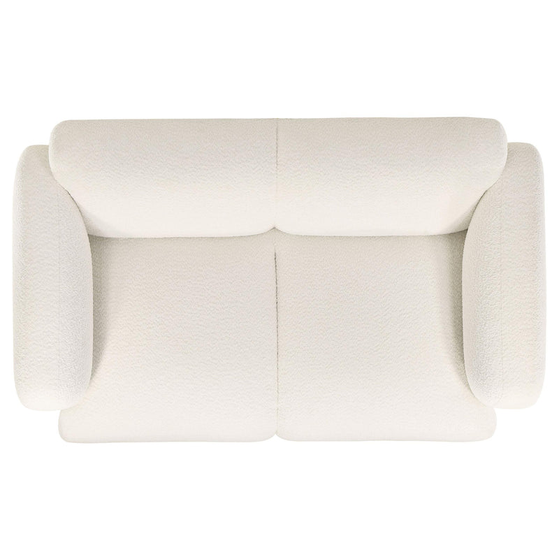  Coaster Furniture Dorset 509812 Fabric Upholstered Round Track Arm Loveseat - White IMAGE 6
