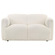  Coaster Furniture Dorset 509812 Fabric Upholstered Round Track Arm Loveseat - White IMAGE 7