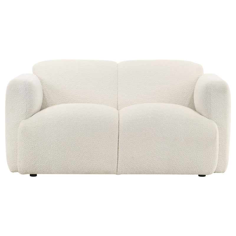  Coaster Furniture Dorset 509812 Fabric Upholstered Round Track Arm Loveseat - White IMAGE 7