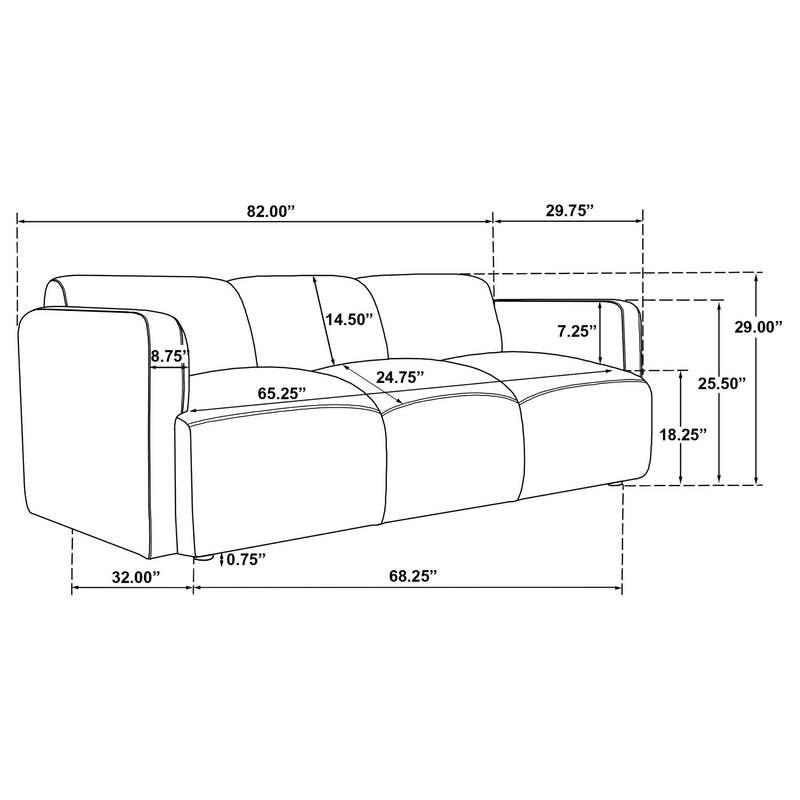  Coaster Furniture Dorset 509814 Fabric Upholstered Round Track Arm Sofa - Brown IMAGE 11