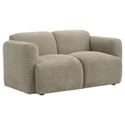  Coaster Furniture Dorset 509815 Fabric Upholstered Round Track Arm Loveseat - Brown IMAGE 1