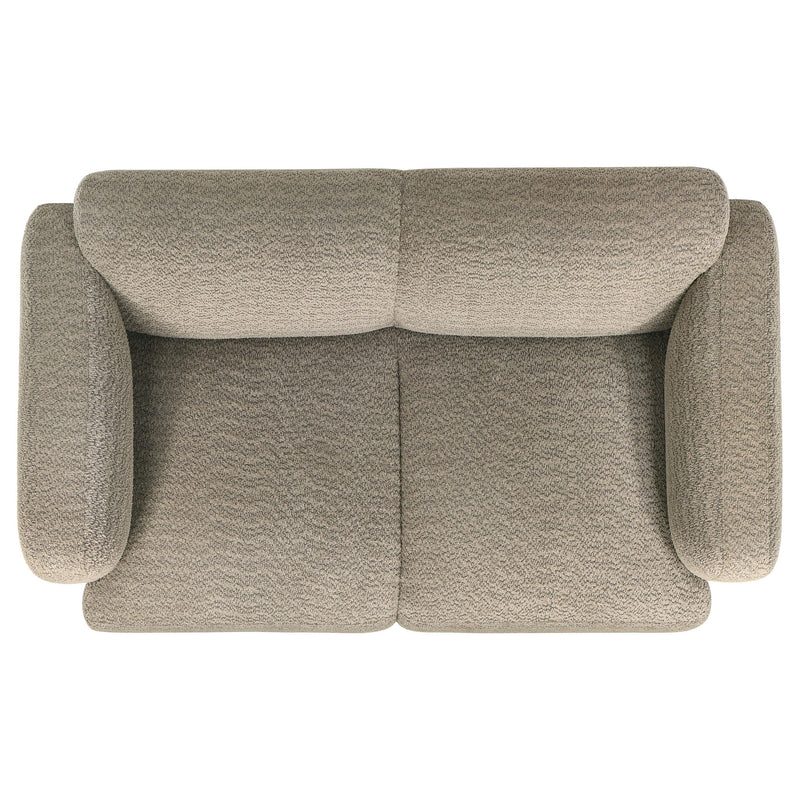  Coaster Furniture Dorset 509815 Fabric Upholstered Round Track Arm Loveseat - Brown IMAGE 5
