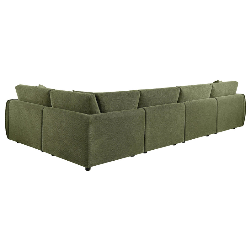  Coaster Furniture Elysia 551895-SETA 5-piece Chenille Upholstered Modular Sectional Sofa - Green IMAGE 3
