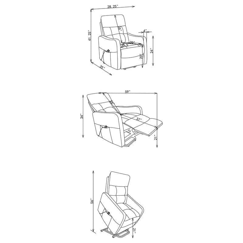  Coaster Furniture Dayes 600130P Upholstered Power Lift Recliner Chair - Light Grey IMAGE 14
