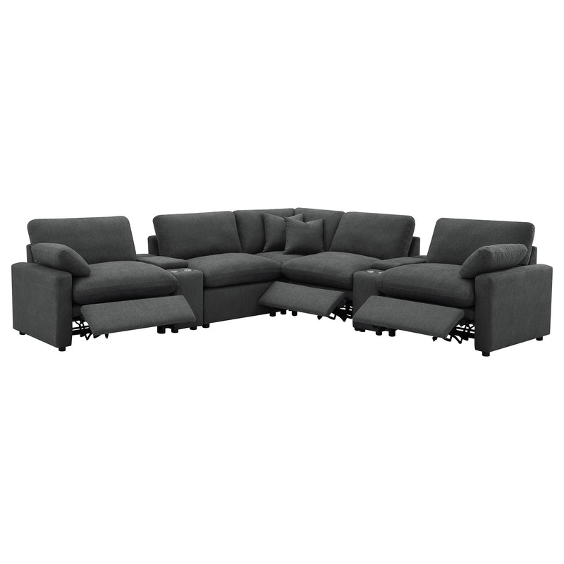  Coaster Furniture Collins 609530P-SETA 7-piece Modular Power Reclining Sectional - Dark Grey IMAGE 4