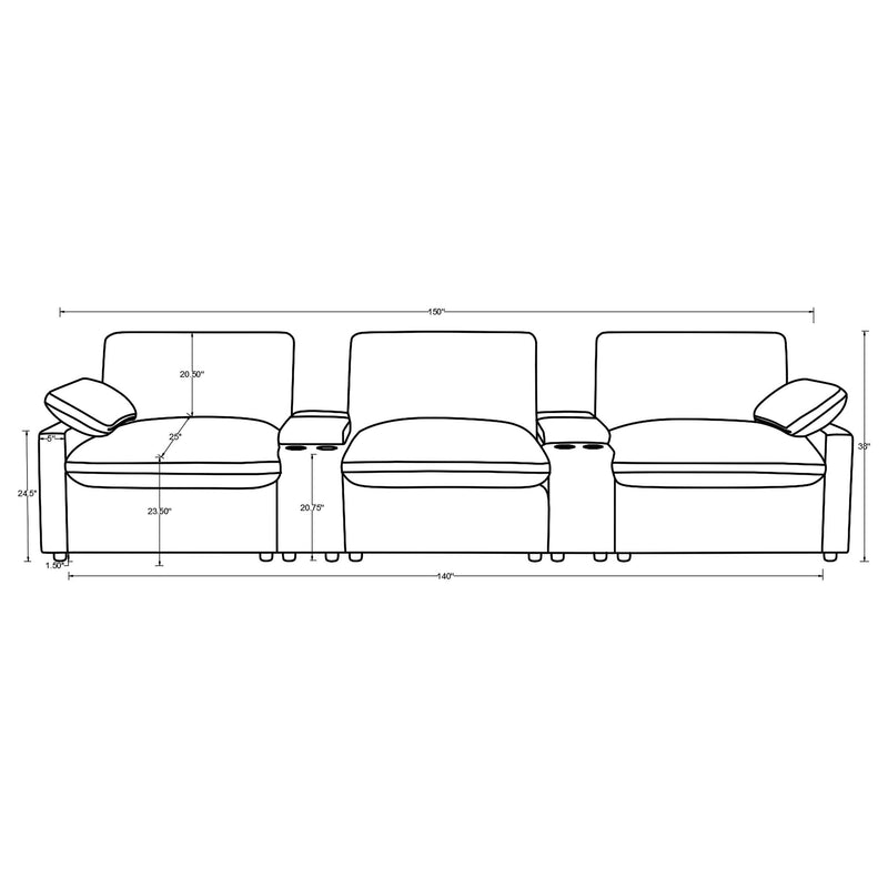  Coaster Furniture Collins 609531PT 5-Piece Power Reclining Home Theater Seating - Dark Grey IMAGE 11