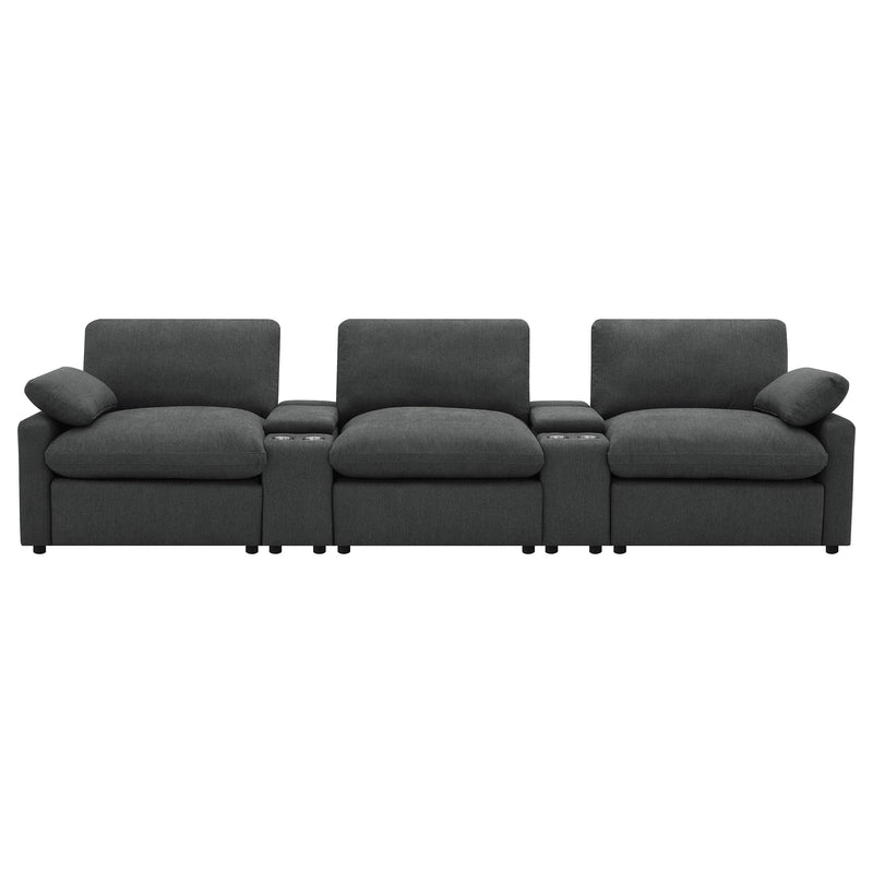  Coaster Furniture Collins 609531PT 5-Piece Power Reclining Home Theater Seating - Dark Grey IMAGE 3