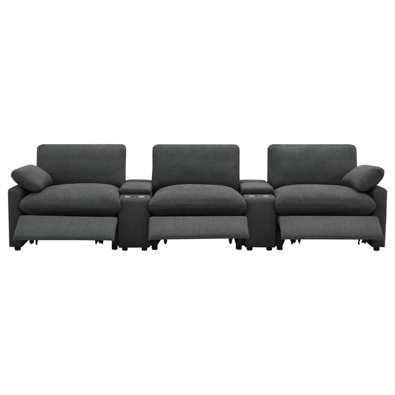 Coaster Furniture Collins 609531PT 5-Piece Power Reclining Home Theater Seating - Dark Grey IMAGE 4