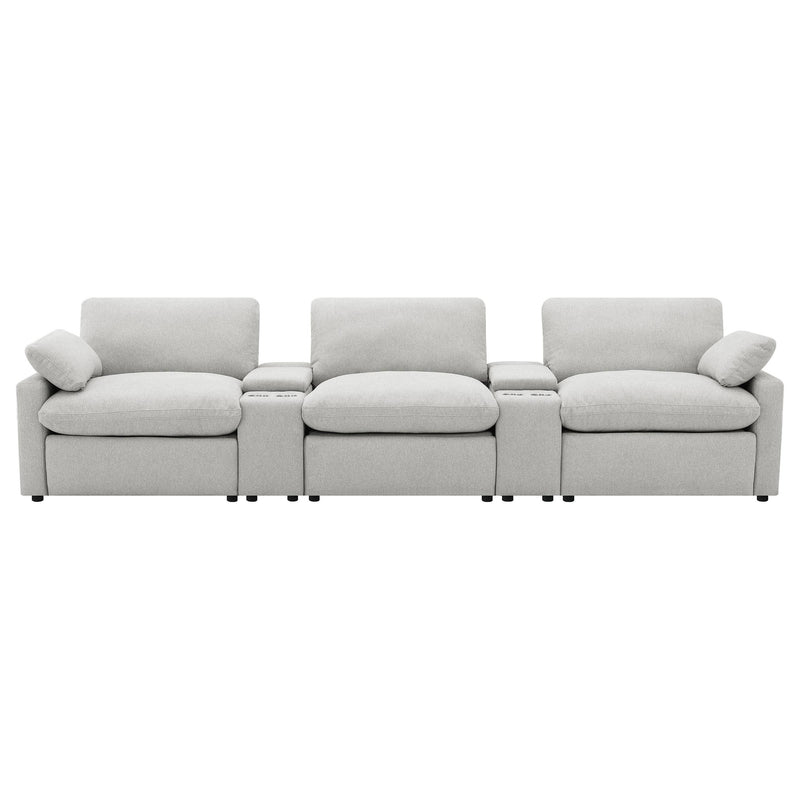  Coaster Furniture Collins 609561PT 5-Piece Power Reclining Home Theater Seating - Grey IMAGE 2