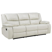  Coaster Furniture Camila 610247 Upholstered Motion Reclining Sofa - White IMAGE 1