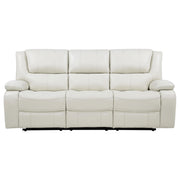  Coaster Furniture Camila 610247 Upholstered Motion Reclining Sofa - White IMAGE 2