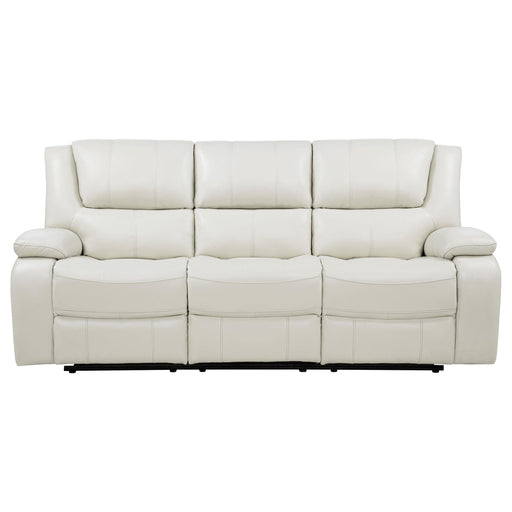  Coaster Furniture Camila 610247 Upholstered Motion Reclining Sofa - White IMAGE 2