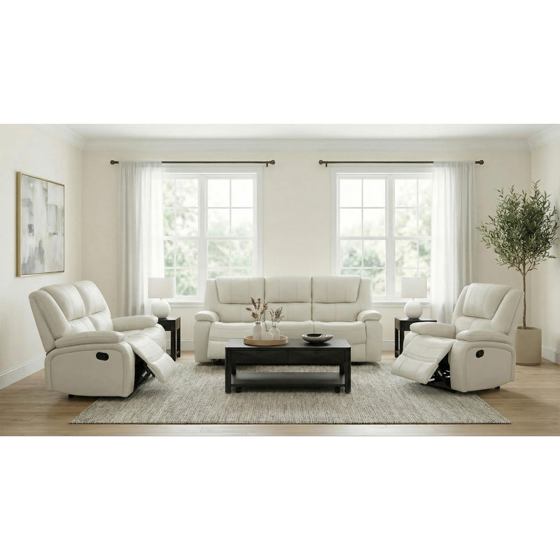  Coaster Furniture Camila 610247 Upholstered Motion Reclining Sofa - White IMAGE 9