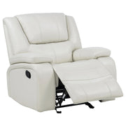  Coaster Furniture Camila 610249 Upholstered Glider Recliner Chair - White IMAGE 1