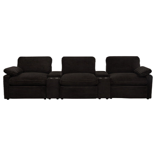  Coaster Furniture Collins 610351PT 5-Piece Power Reclining Home Theater Seating - Chocolate Brown IMAGE 1