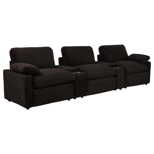  Coaster Furniture Collins 610351PT 5-Piece Power Reclining Home Theater Seating - Chocolate Brown IMAGE 2