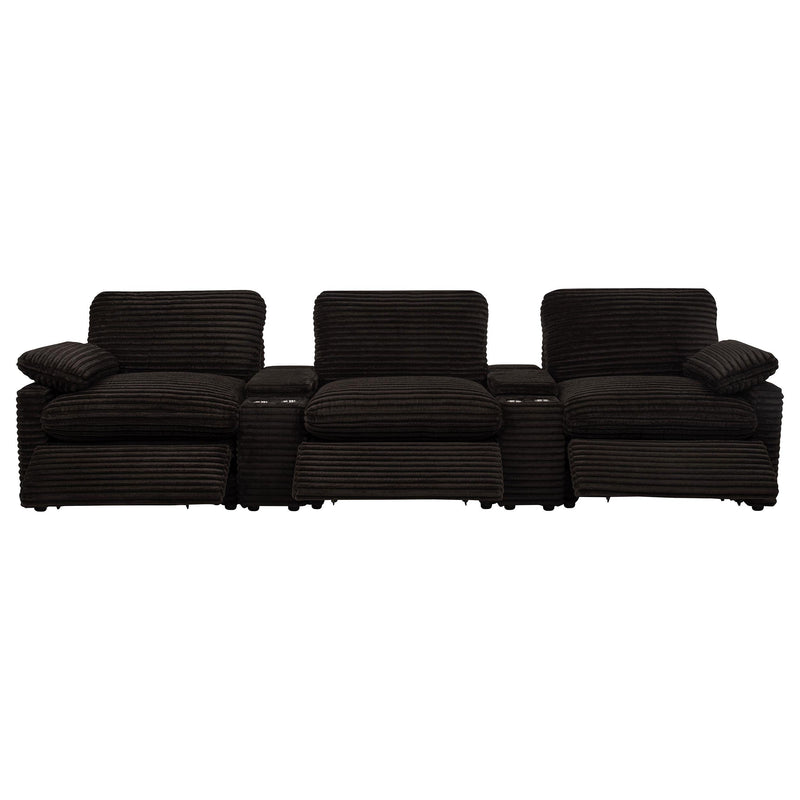  Coaster Furniture Collins 610351PT 5-Piece Power Reclining Home Theater Seating - Chocolate Brown IMAGE 5