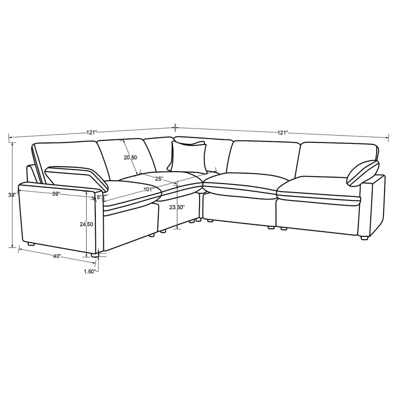 Coaster Furniture Collins 610360P 5-piece Modular Power Reclining Sectional - Black IMAGE 12