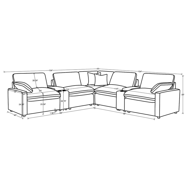 Coaster Furniture Collins 610360P-SETA 7-piece Modular Power Reclining Sectional - Black IMAGE 15