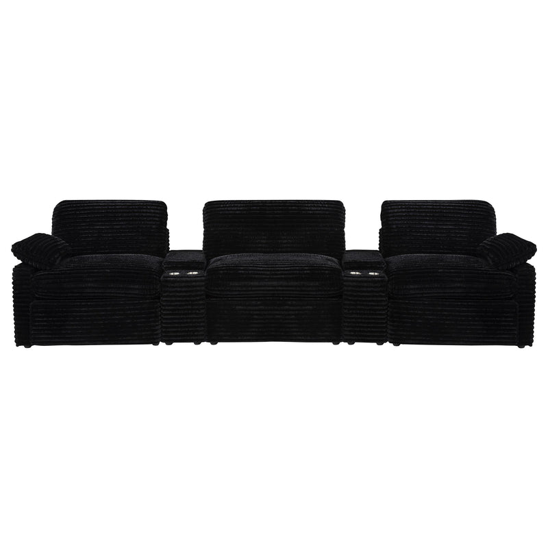  Coaster Furniture Collins 610361PT 5-Piece Power Reclining Home Theater Seating - Black IMAGE 2