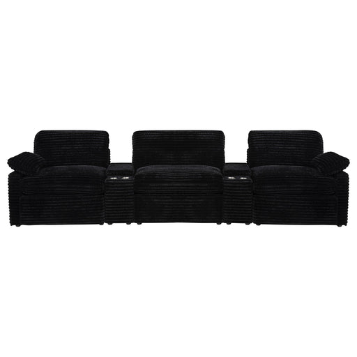  Coaster Furniture Collins 610361PT 5-Piece Power Reclining Home Theater Seating - Black IMAGE 2