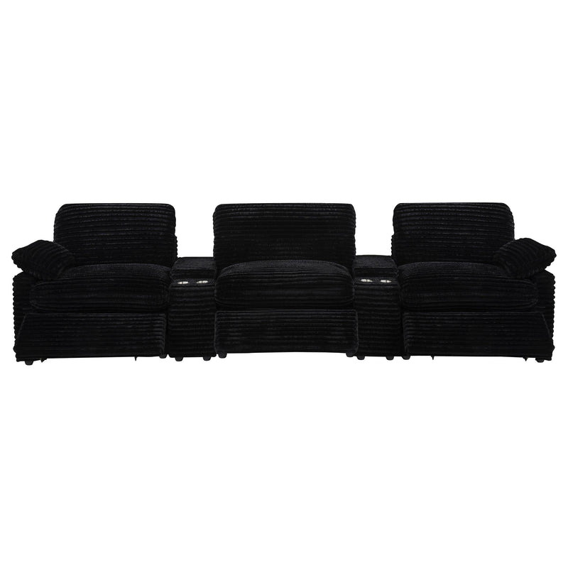  Coaster Furniture Collins 610361PT 5-Piece Power Reclining Home Theater Seating - Black IMAGE 5