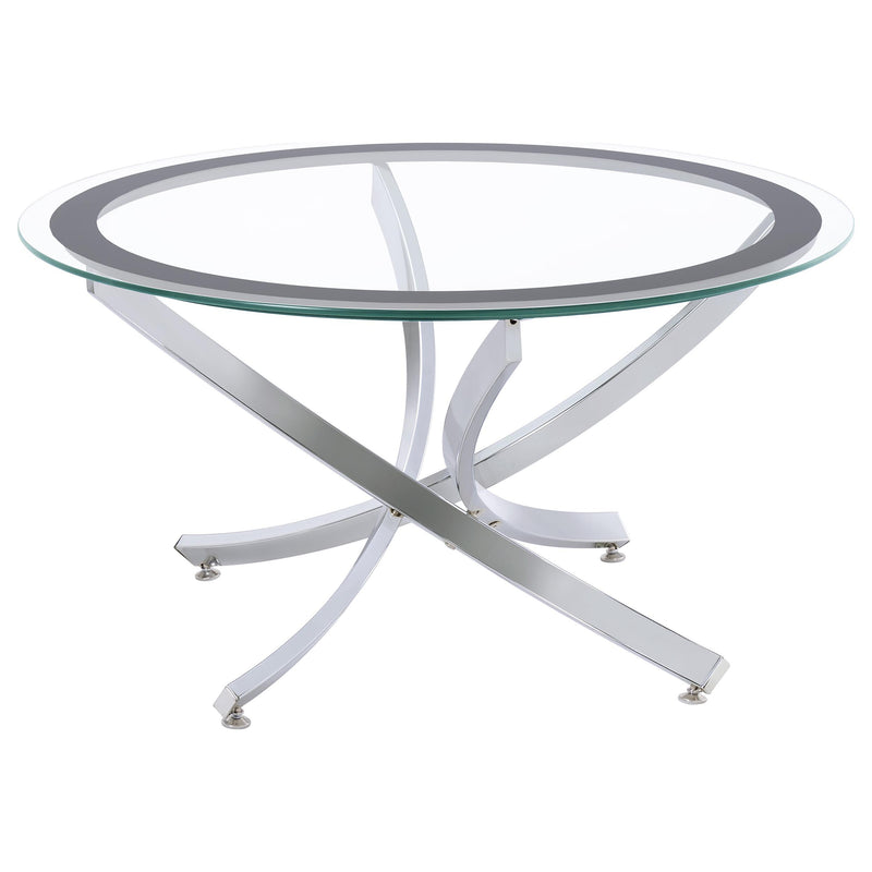  Coaster Furniture Brooke 702588-S3 3-piece Round Coffee and End Table Set - Chrome IMAGE 1