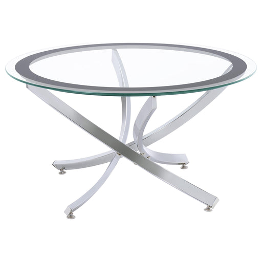  Coaster Furniture Brooke 702588-S3 3-piece Round Coffee and End Table Set - Chrome IMAGE 1