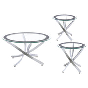  Coaster Furniture Brooke 702588-S3 3-piece Round Coffee and End Table Set - Chrome IMAGE 5