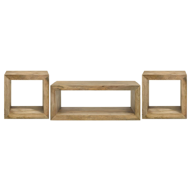  Coaster Furniture Benton 704838-S3 3-piece Solid Mango Coffee and End Table Set - Natural IMAGE 1